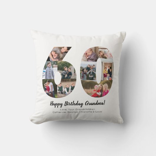 Coussin Collage photo personnalisé 60ème numéro Moderne Ca (Recto)