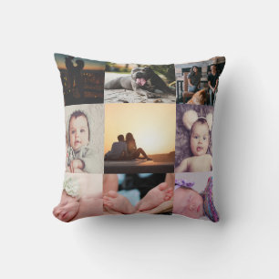 Coussin Collage photo personnalisé 9 photos