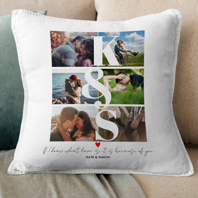 Coussin Collage Photo Personnalisé Couples Cadeau Personna (Créateur téléchargé)