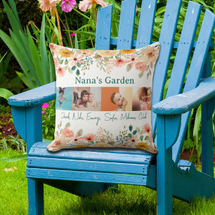 Coussin Collage photo personnalisé Jardin de Nana Grandma