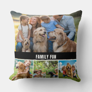 Coussin Collage photo personnalisé moderne FAMILLE AMUSANT
