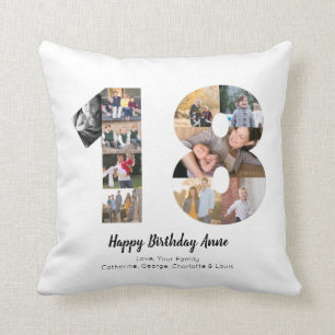 Coussin Collage photo personnalisé numéro 18e moderne pour