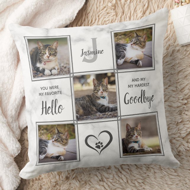 Coussin Collage photo personnalisé Unique Cat Memorial (Créateur téléchargé)