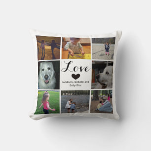 Coussin Collage photo simple et chic Amour avec coeur