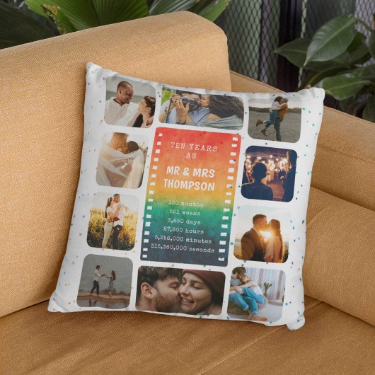 Coussin Collage photo Sunset M. et Mme 10e anniversaire