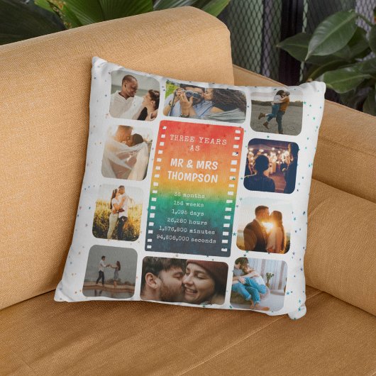 Coussin Collage photo Sunset M. et Mme 3e anniversaire