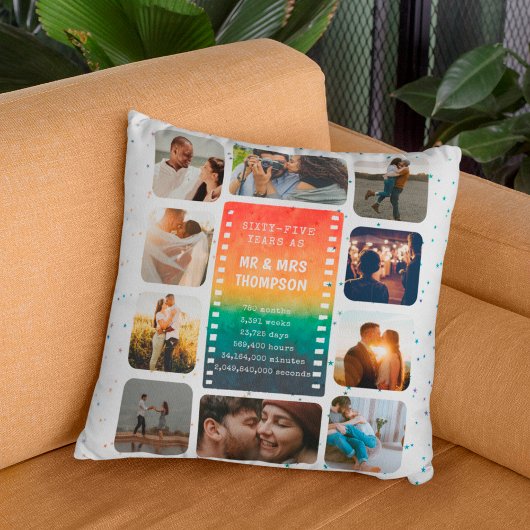 Coussin Collage photo Sunset M. et Mme 65e anniversaire