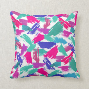 Coussin Collage Turquoise de brosse rose rose moderne Arts