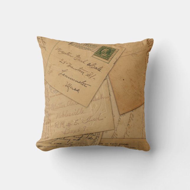 Coussin Collage vintage de carte postale (Recto)