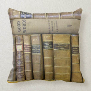 Coussin Collection antique vintage de bibliothèque de