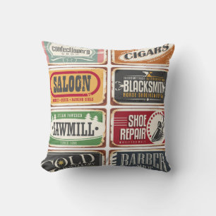Coussin Collection d'affiches vintages. Boutique rétro