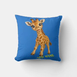 Coussin Collection de bébé girafe actif mignon bleu