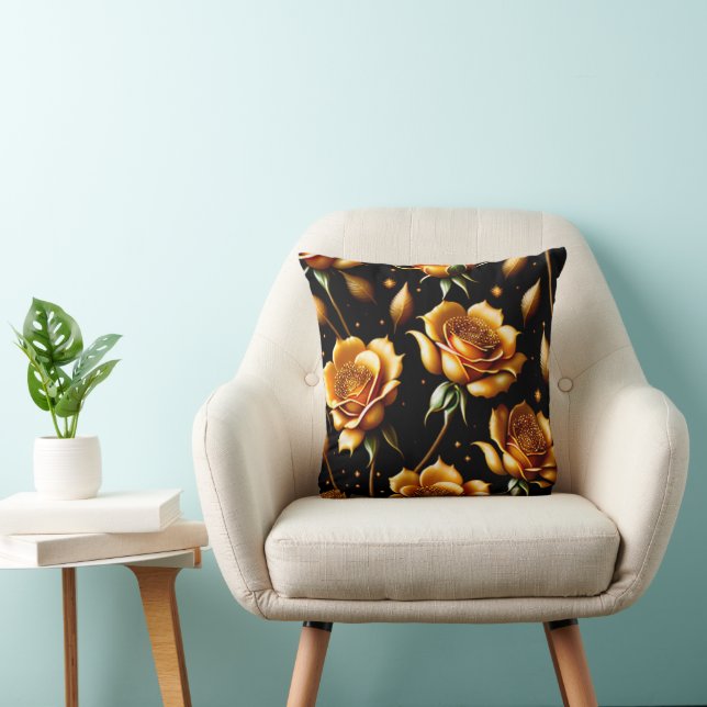 Coussin Collection de Roses d'or Boho de luxe moderne (Chaise)