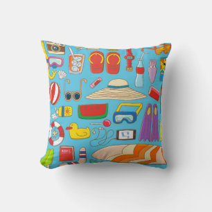 Coussin Collection d'objets d'été pour l'été à
