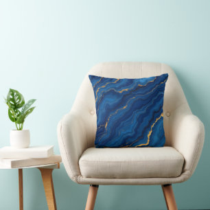 Coussin Collection moderne de marbre Royal Blue Gold