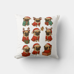 Coussin Collection Noël de Pug adorable