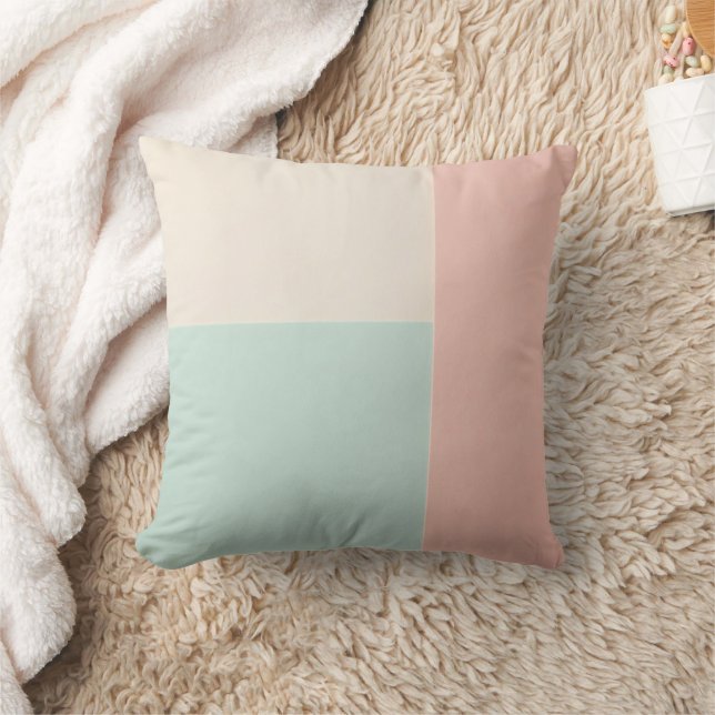 Coussin Collection Populaire Abstraite Rose Clair Menthe (Couverture)