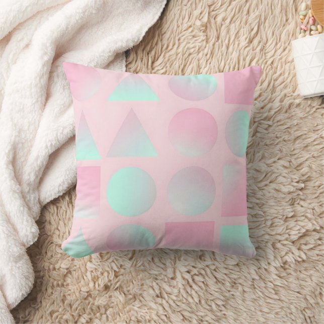 Coussin Collection Tendance Abstraite Rose Foncé Menthe (Couverture)