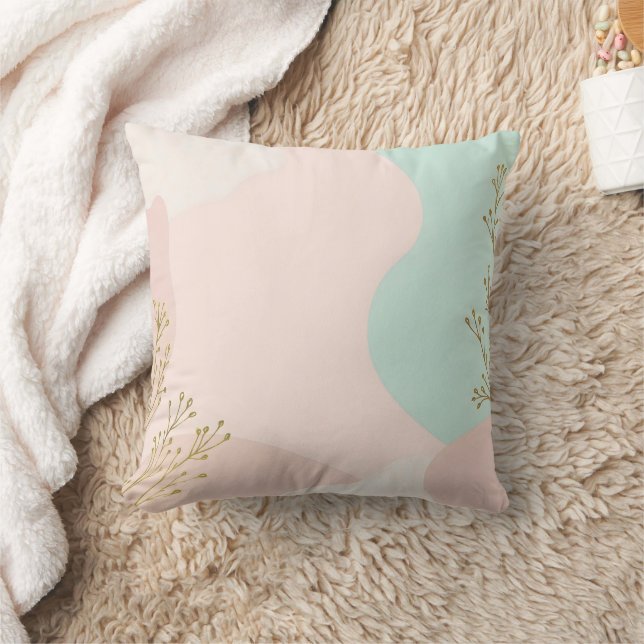 Coussin Collection Tendance Abstraite Rose Pâle Menthe (Couverture)
