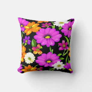 Coussin Collections de conception florale noire
