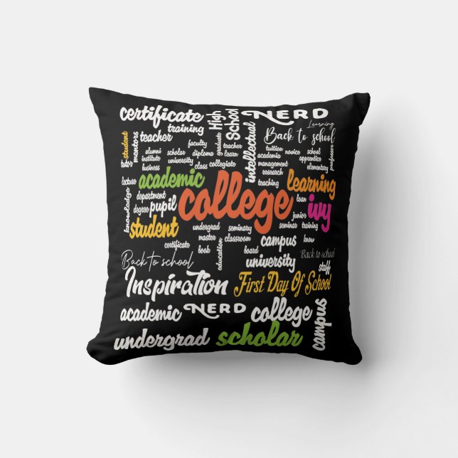 Coussin College Education Word Cloud motifs (Recto)