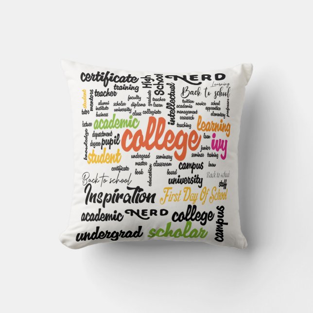 Coussin College Education Word Cloud motifs (Recto)