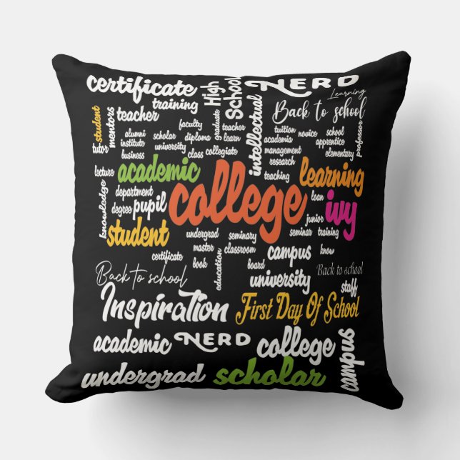 Coussin College Education Word Cloud motifs (Recto)