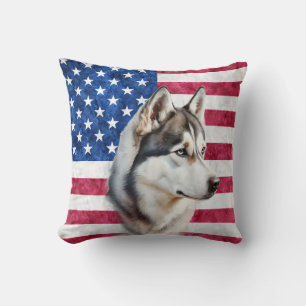 Coussin Colley à la frontière avec drapeau américain anima