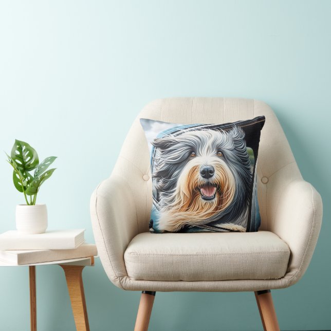 Coussin Collie À Porte Dans La Fenêtre De Voiture (Chaise)