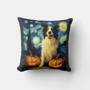 Coussin Collie de Border Halloween Automne Citrouille