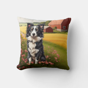 Coussin Collie frontalier à la ferme