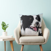 Coussin Collie frontalier noir et blanc au lever du soleil (Chaise)