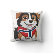 Collie frontalière Anime avec drapeau norvégien