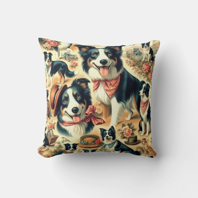 Coussin Collie frontière mignonne sans joint (Recto)