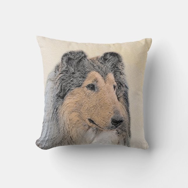 Coussin Collie (Rough) Peinture - Cute Original Chien Art (Recto)