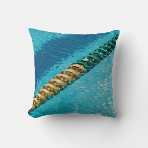 Coussin Collier perlé bleu et blanc sur le corps bleu de w