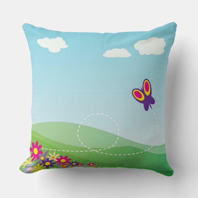 COUSSIN COLLINE AVEC BOUTEILLE ET FLEURS (Recto)