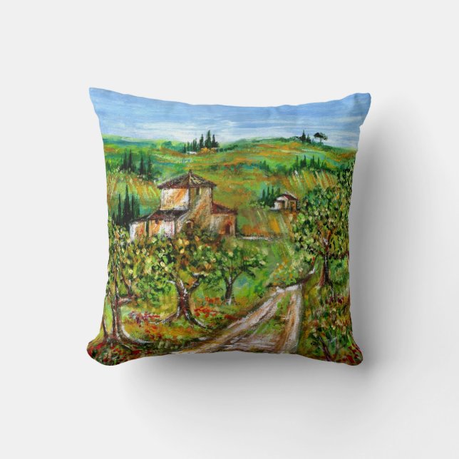 COUSSIN COLLINES VERTES ET OLIVIERS DANS LE PAYSAGE TOSCAN (Recto)