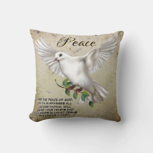 Coussin Colombe de la Paix Verset de l'Écriture Personnali