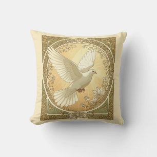 Coussin Colombe de Noël Design Esthétique Art Nouveau