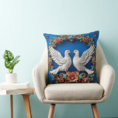 Coussin Colombes de mariage Fleurs oiseaux de mariage (Chaise)