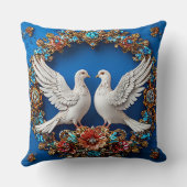Coussin Colombes de mariage Fleurs oiseaux de mariage (Verso)
