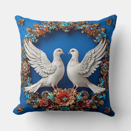Coussin Colombes de mariage Fleurs oiseaux de mariage (Recto)