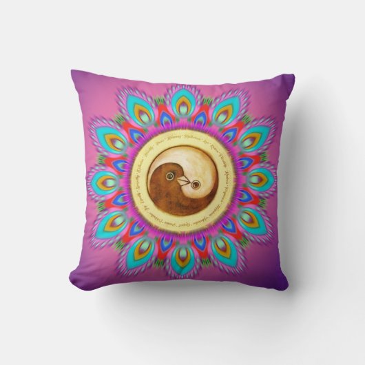 Coussin Colombes de paix et d'harmonie avec le mandala (Recto)