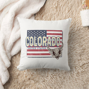 Coussin Colorado États-Unis Retro State Map Vintage USA