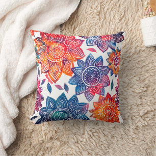 Coussin Colorburst Mandala Garden - Vibrant Boho Cadeau