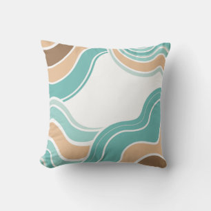 Coussin Coloré abstrait ondulé bleu orange brun