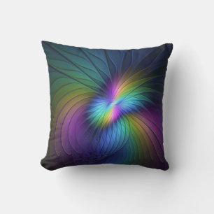 Coussin Coloré Avec Bleu Moderne Art Fractal Abstrait