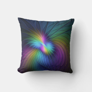Coussin Coloré Avec Un Art Abstrait Fractal Moderne Bleu