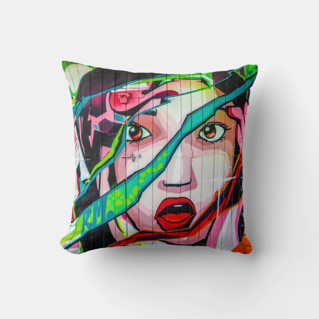Coussin coloré de graffiti de fille criarde (Recto)